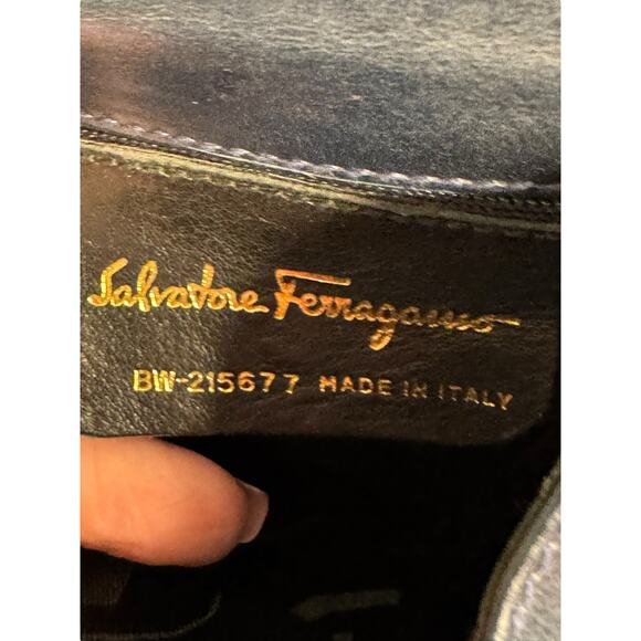 Salvatore Ferragamo Vintage Top Handle Bag in Navy Blue w/Gold Hardware - Picture 10 of 16
